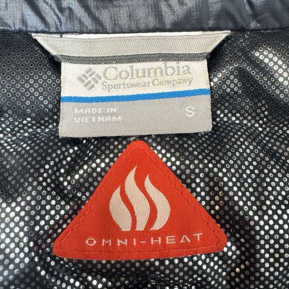 Columbia Down Goose Puffer Jacket Size S Omni Heat 590TD Turbo Black Outdoor - Picture 14 of 14